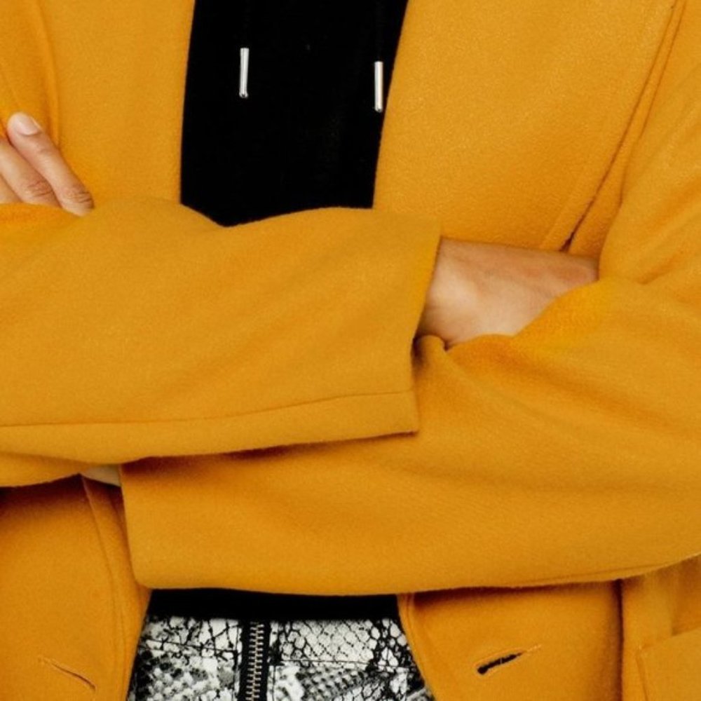 NWT - TOPSHOP Long Yellow Carly Slouch Peacoat (6) - Picture 8 of 16